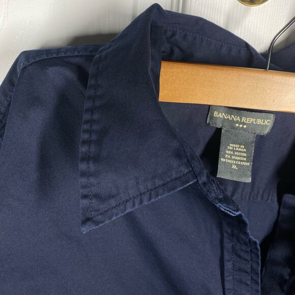 Y2K Banana Republic Button Down Shirt Dark Blue Womens Size XL 2007 Collection - Picture 6 of 7